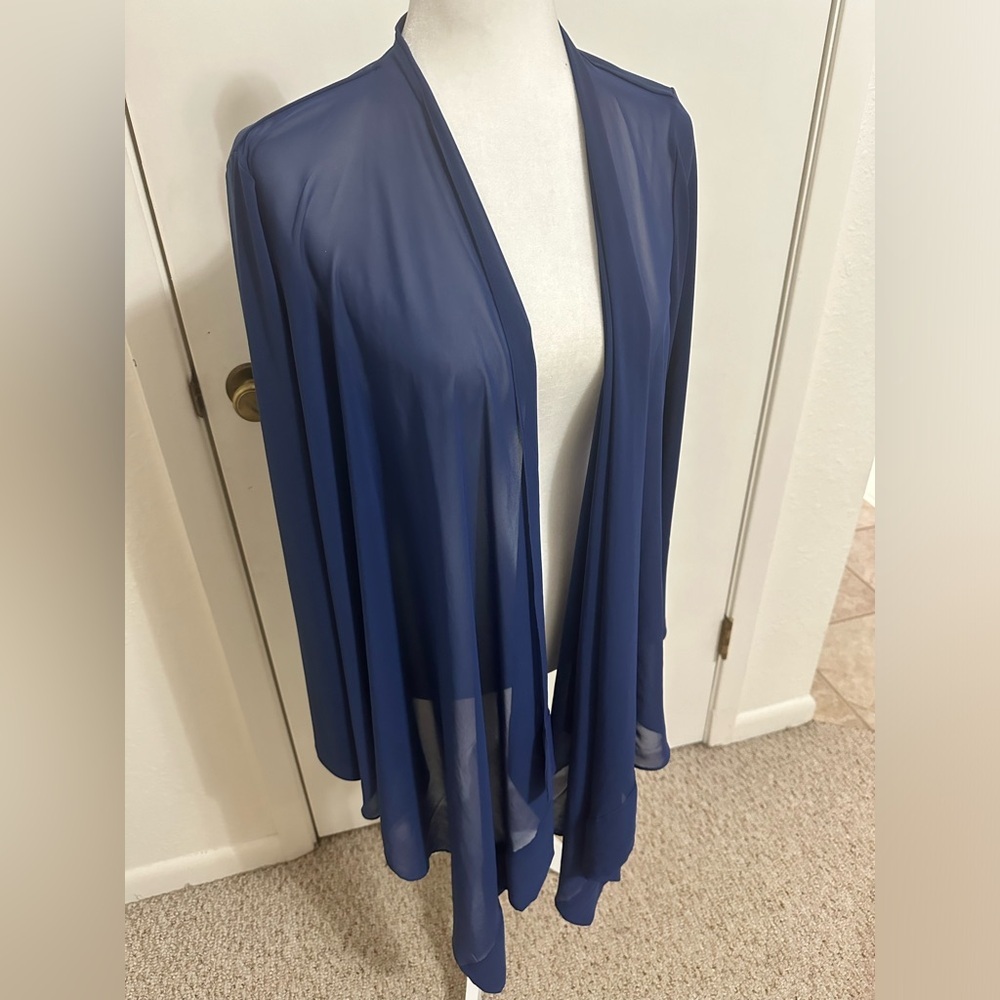 Susan Gravier Premier Blue Sheer Lightweight Cardigan Open Front Sz 1X - Picture 3 of 7